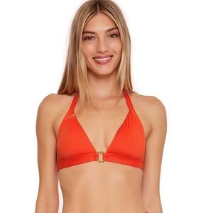Trina Turk Women's Orangel Triangle Monaco Ring Halter Bikini Top NWT 10 #2288